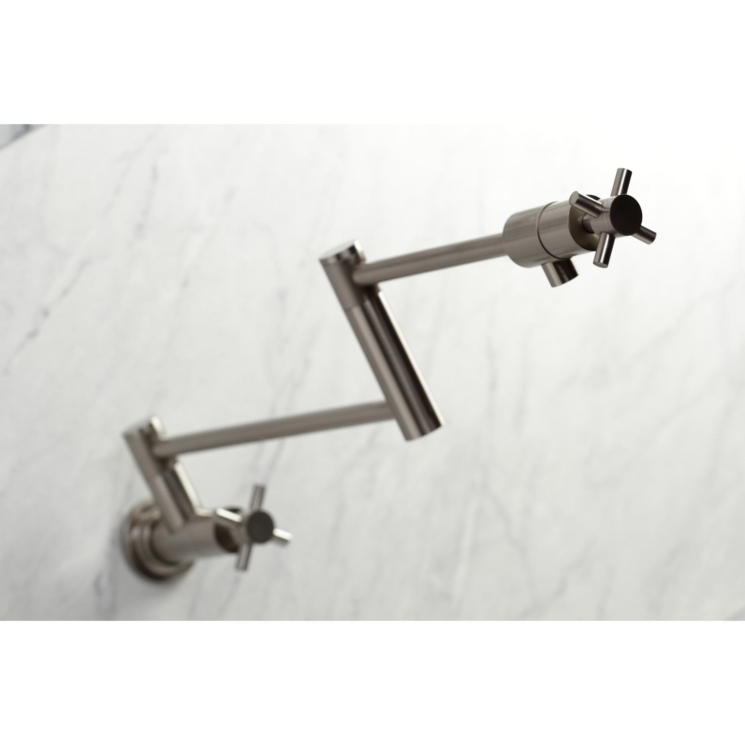 Kingston Sona KS4108DX - Concord Two-Handle 1-Hole Wall Mount Pot Filler Faucet, Brushed Nickel — thumbnail 2
